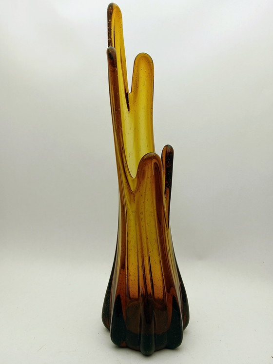 Image 1 of Vintage French Amber Glass Vase