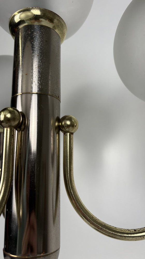 Image 1 of Lampe boule vintage originale en laiton, modèle Lengefeld