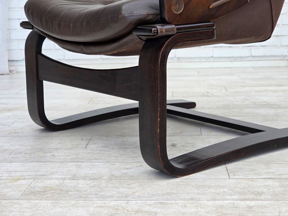 Image 1 of 1970s, Swedish design by Åke Fribytter, armchair, furniture leather.