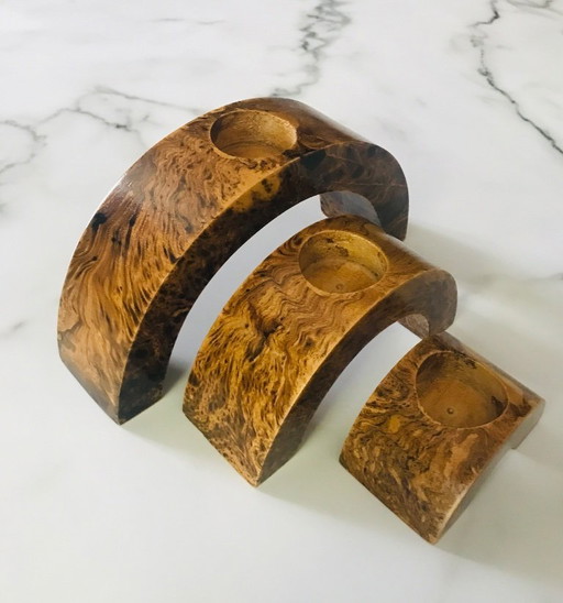 Triptych candleholders wooden arches