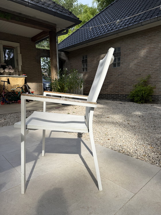 Image 1 of 10 white textile garden chairs
