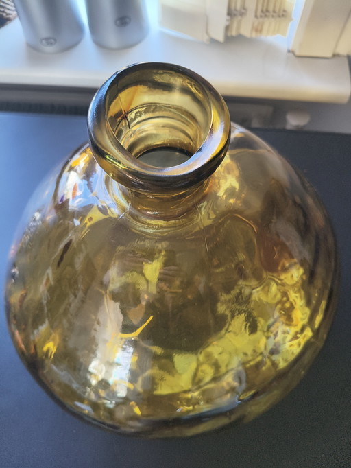 2881 Design amber glass brutalist vase by J-Line