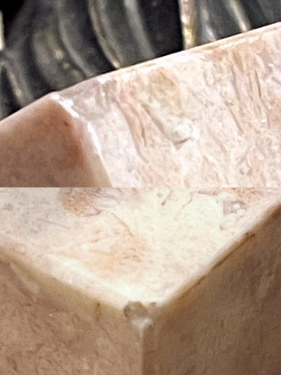 Image 1 of Pair of Art Deco bookends with birds – patinated spelter and pink marble – vintage – 1930s