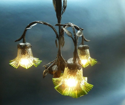 Lámpara de araña art déco de hierro forjado “LODEWIJK VAN BOECKEL“