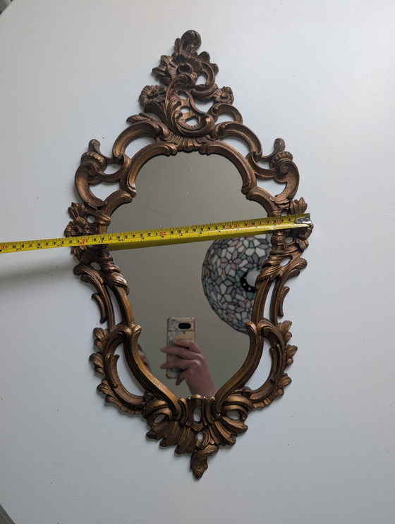 Image 1 of Bellissimo specchio antico con intagli in legno dipinti 62/33