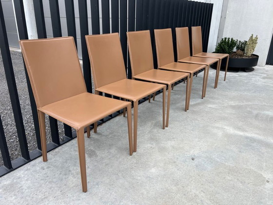 Image 1 of 6x Arper Norma leather chairs