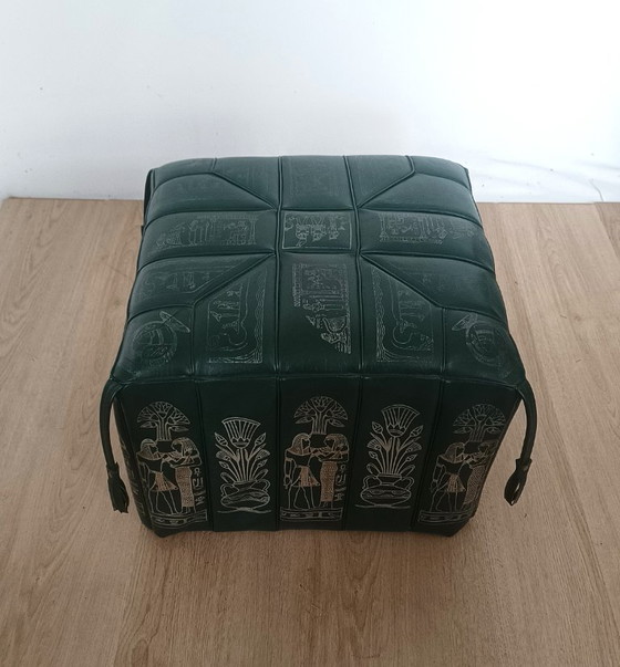 Image 1 of Vintage pouf with Egyptian motifs