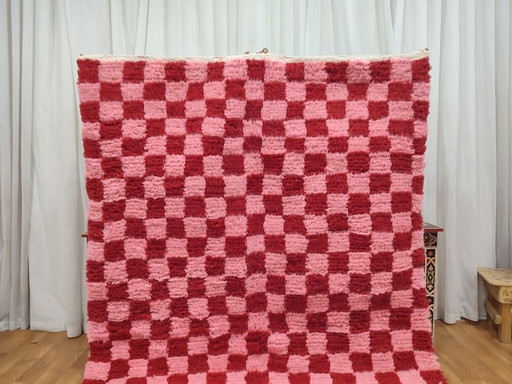 Handgeknüpfter Naturwollteppich, rot und traditionell rosa, 150/250 cm