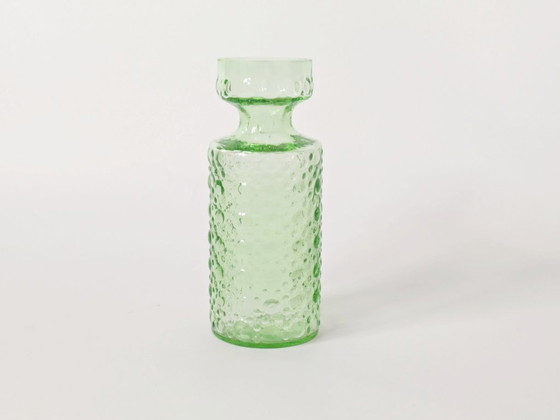 Image 1 of Jacinthe vaas uit het midden van de vorige eeuw | Groen spijkerglas | Duitsland, jaren 70