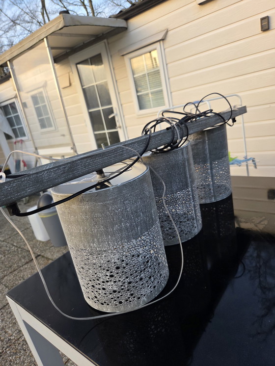 Image 1 of Suspension cylindrique | 3 lumières | Ø 20 cm | Gris | 100 x 20 x 150