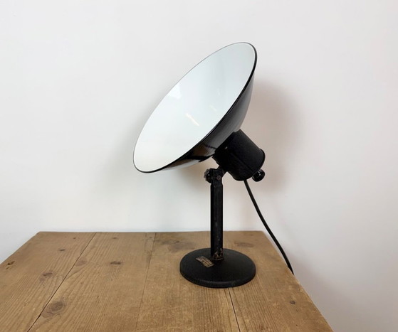 Vintage Industrial Black Enamel Table Lamp from EB, 1950s – Iron (photo 5 of 17)