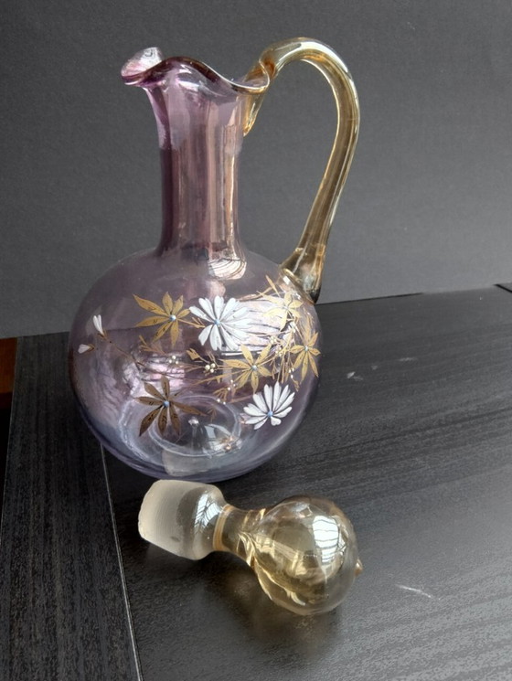 Image 1 of Antica caraffa in vetro con tappo; art niveau / stile Baccarat