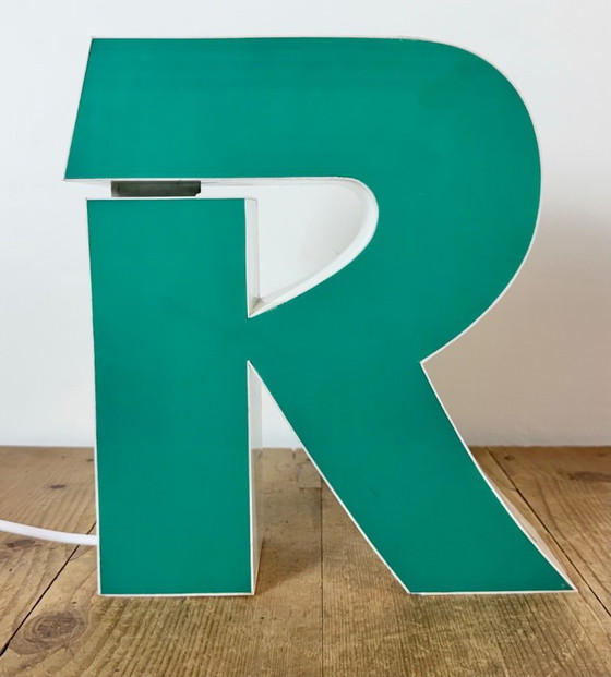 Lettre R lumineuse verte vintage, années 1970 – Objets déco, Plastic (photo 3 of 16)