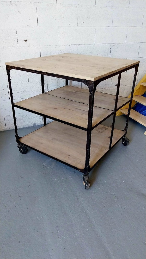 Image 1 of Large industrial-style trolley on wheels