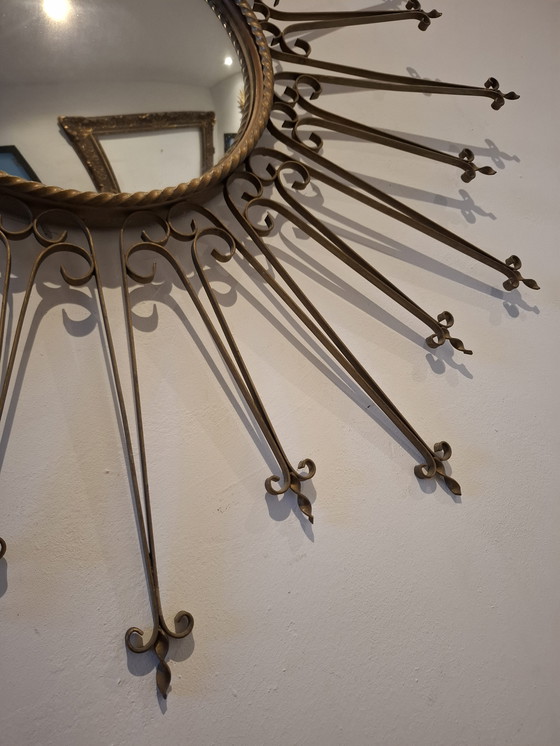 Image 1 of Seltener Chaty Vallauris Sonnenspiegel 77cm signiert konvexes Glas 1955