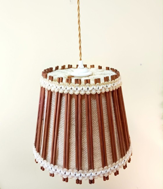 Image 1 of Scandinavische hanglamp van rotan en jute, 1970
