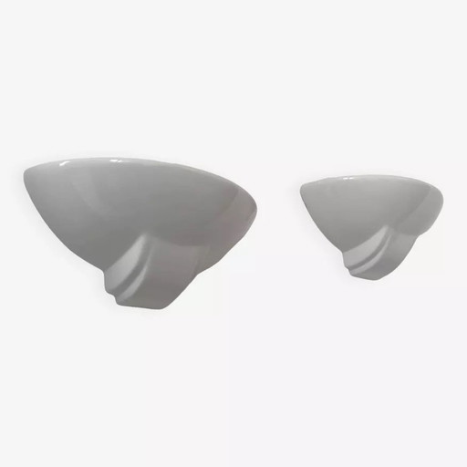 2X Weiße Porzellan-Wandleuchten, Frankreich 1970