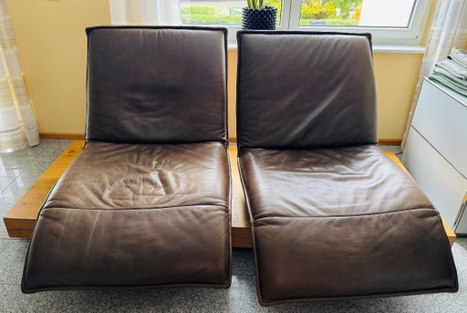 Canapé relax design KOINOR EPOS 3 | Cuir | Chêne poutre | 2 sièges motorisés | 240 cm