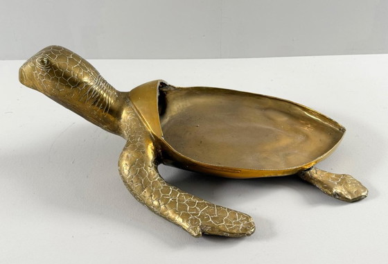Image 1 of Hollywood Regency, scultura di tartaruga in ottone/scatola/tartaruga a becco di civetta, Francia, anni '70