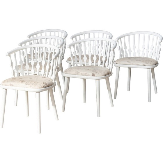 Image 1 of Set of 6 vintage beech chairs, 1970