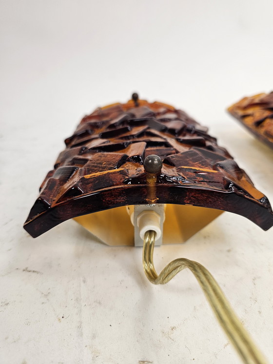 Image 1 of Conjunto de apliques de cristal ámbar Vitrika