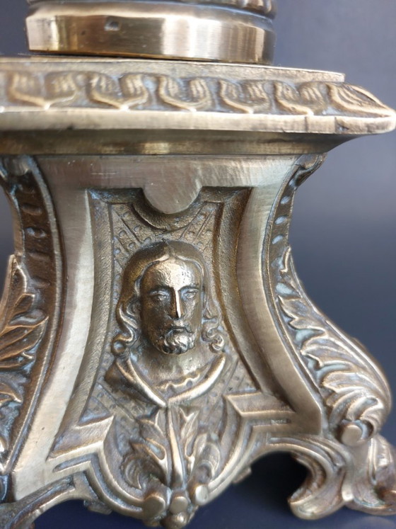 Image 1 of Candelabro da cappella in bronzo del XIX secolo