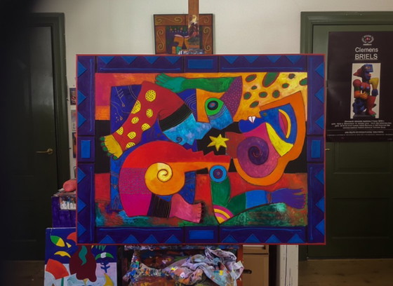 Image 1 of CLEMENS BRIELS - Obra maestra única "Tocado hasta la médula" (130 x 100 cm) - Firmada + Certificado