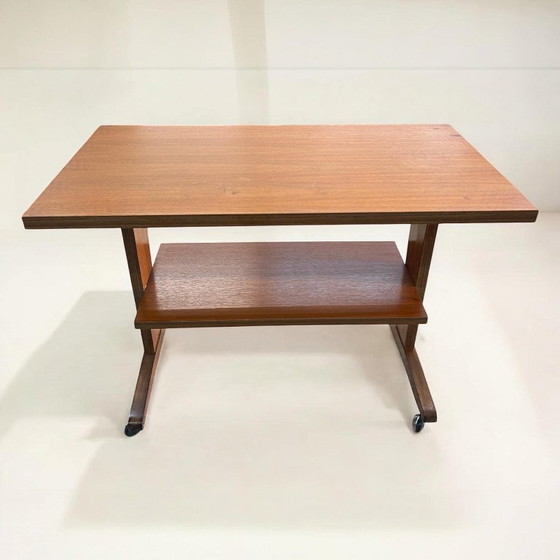 Image 1 of TV stand, wooden table for record player with wheels, made in Germany in the 1960s-1970s