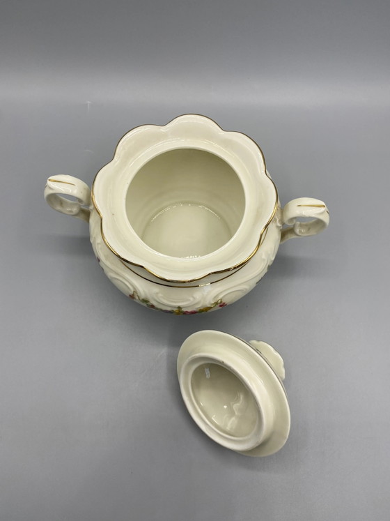 Schumann Arzberg Bavaria Polychrome Floral Porcelain Covered Sugar Bowl – Decorative Objects, Klassiek (photo 5 of 8)