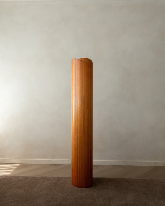 Image 1 of Vintage French Art Deco Pine Tambour Room Divider by Jomain Baumann for Baumann, 1930s