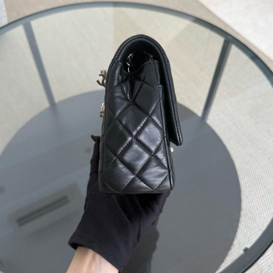 Image 1 of Chanel Classic Flap Medium - Special Valentine Edition 25CM Quilted Lambskin Black Silver Hardware Series 19
