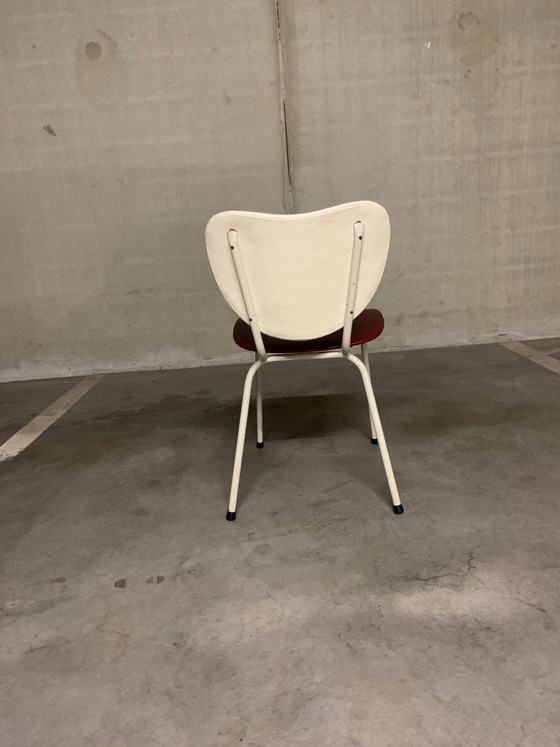 Vintage Dining chair red/white with tubular frame – Skai, Metal (photo 5 of 9)