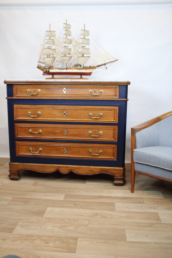 Image 1 of CASSETTIERA IN ROVERE CON PIANO IN MARMO GRIGIO XIX SECOLO FRANCIA