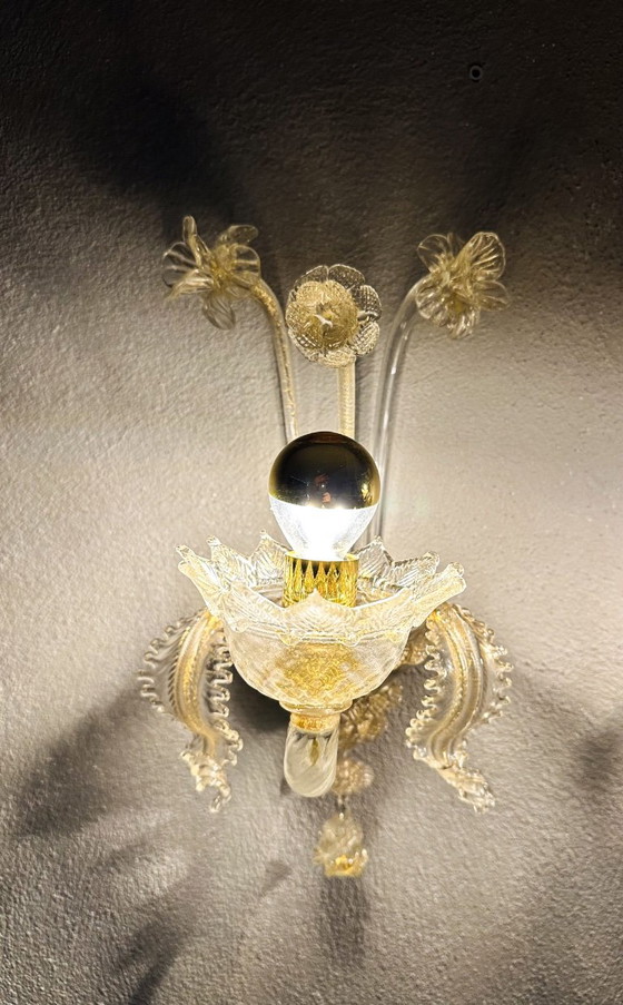 Coppia di applique vintage in vetro di Murano – Metallo (photo 7 of 12)