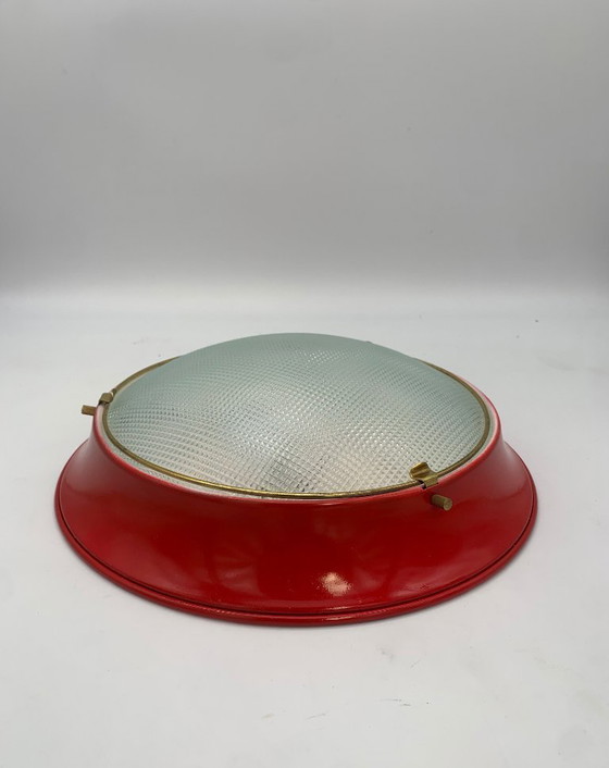 Image 1 of Pair of Ceiling Lights - Wall Lights - Attributed to Fontana Arte Vintage Italy Red Medium
