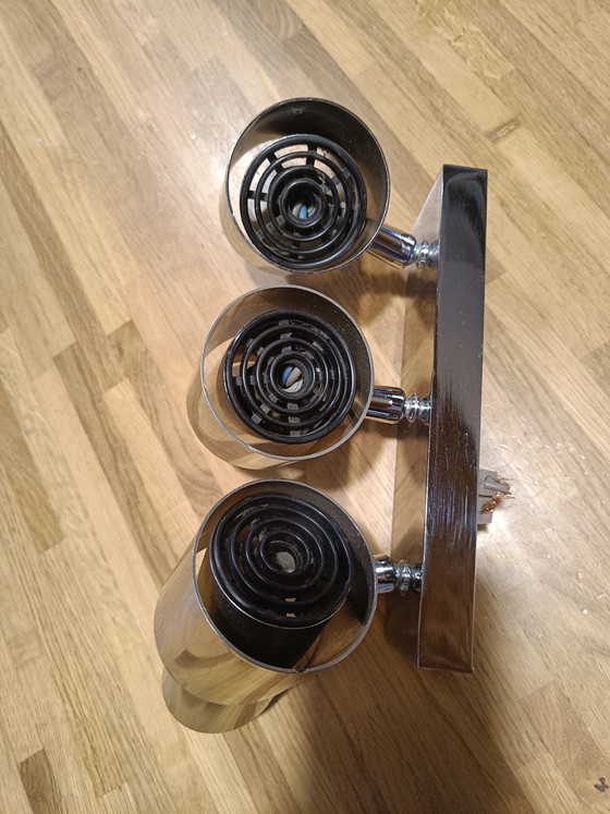 Image 1 of Chromen drievoudige spotlamp uit de jaren 70 voor wand of plafond