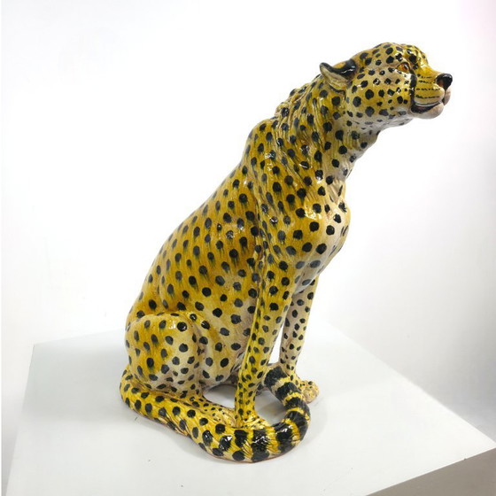 Image 1 of Vintage Terra Cotta Luipaard/Cheetah Beeld italiaans 60s