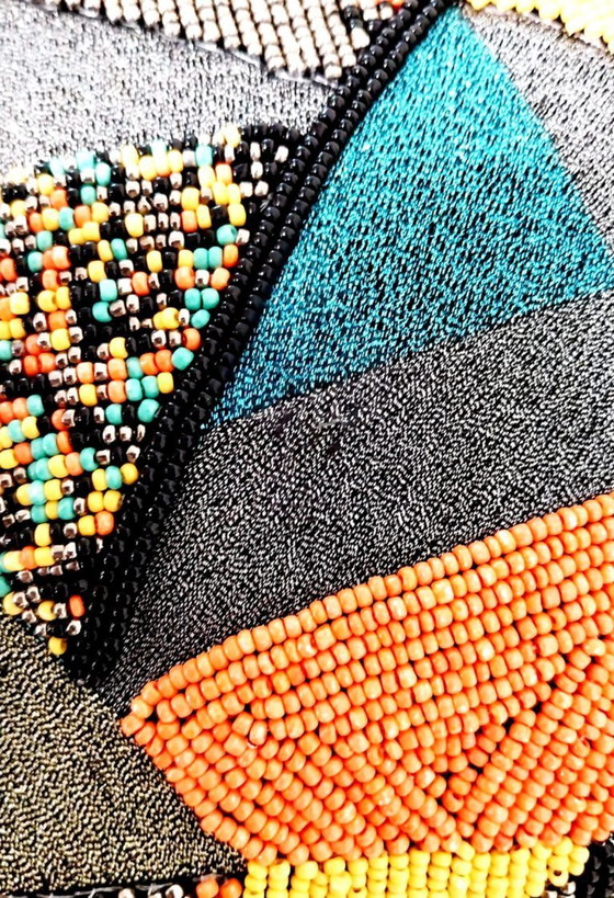 Image 1 of Handmade Beaded Clutch – Colorful Boho Purse with Tassels – Unique Evening BagJulklapp,Christmasgift