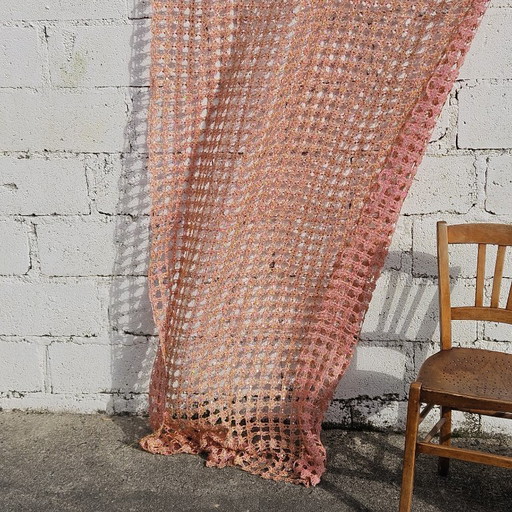 Vintage Rose-Gold Sequin Curtain – Mid-Century Modern, 60s Fabric