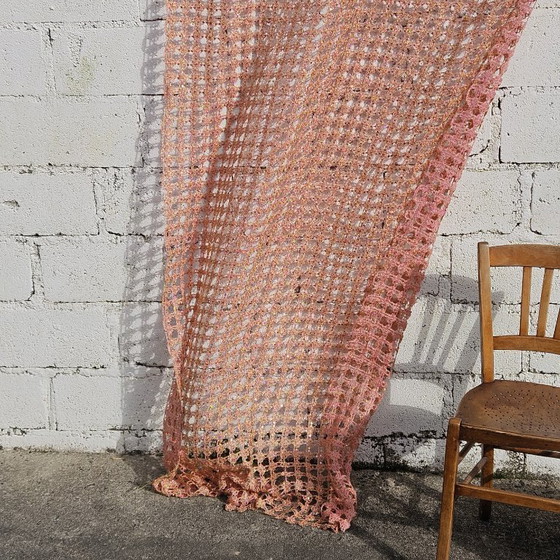 Image 1 of Vintage Rose-Gold Sequin Curtain – Mid-Century Modern, 60s Fabric
