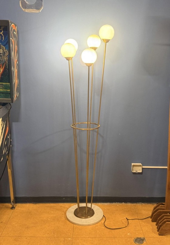 Tree Lamp from Stilnovo, 1950s, Lampade da terra, Ottone, Bianco, Mid Century Modern (foto 7 di 7)