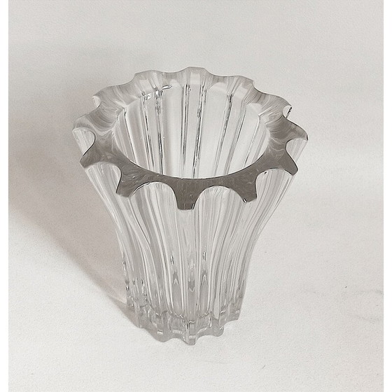 Image 1 of Vintage Art Deco molded glass vase by Pierre D'Avesn