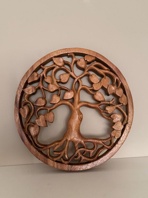Handmade Wooden Tree of Life – Round Wall Decoration – 20 cm – wanddecoratie (photo 2 of 5)