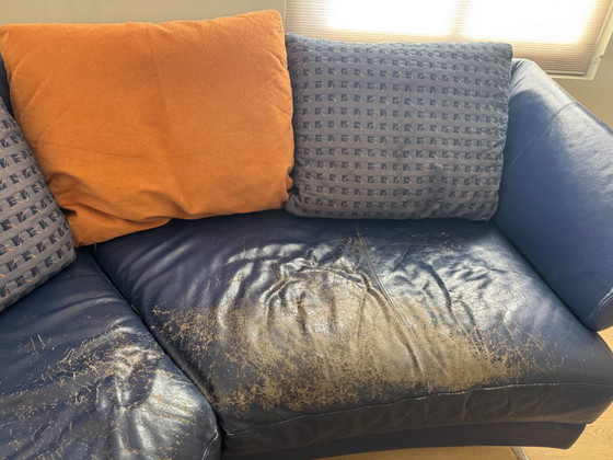 Divano angolare Rolf Benz 222 in pelle blu, Divani angolari, Cromo, Modern (foto 7 di 8)