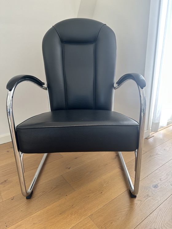 Set van 2 Gispen Classic AA Fauteuils – Zwart Leerontwerp van W.H. Gispen uit 1937 – Chrome, Leather (photo 9 of 13)