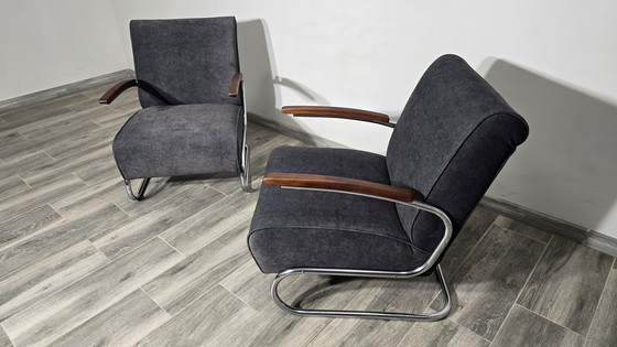 Image 1 of Bauhaus-Chromsessel S411 von Willem Hendrik Gispen für Mücke Melder, 2 Exemplare