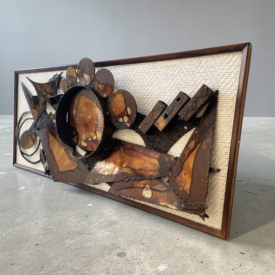 Image 1 of Henrik Horst Jaren 70 Brutalistische Metalen Wandsculptuur