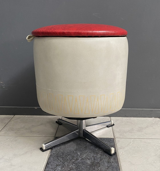Image 1 of Round Skai Laundry Box / Stool 1960s