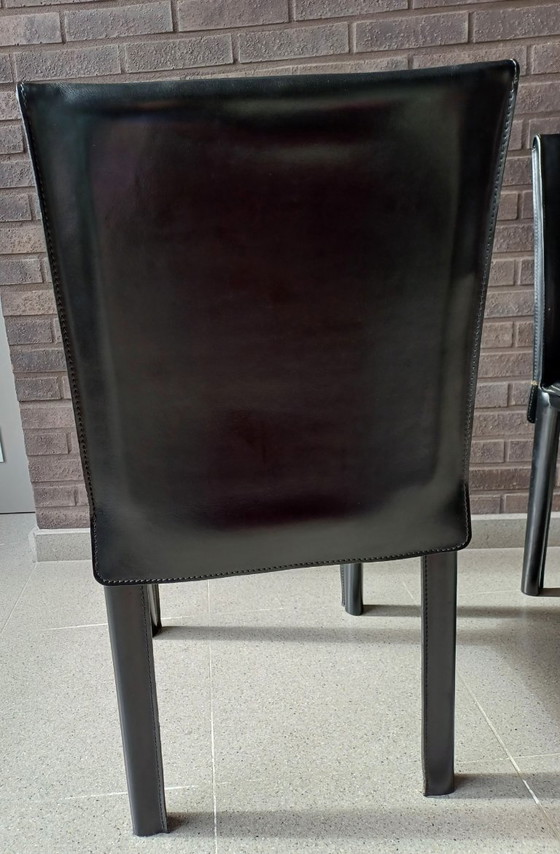 Image 1 of 4 x Chairs in Black Leather by Arper, Italy