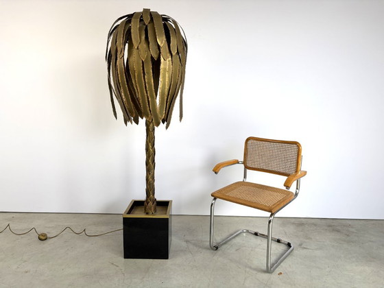 Lampadaire palmier en laiton de Maison Jansen, années 1970, Métal, Bois, Doré, Hollywood Regency (photo 13 sur 13)